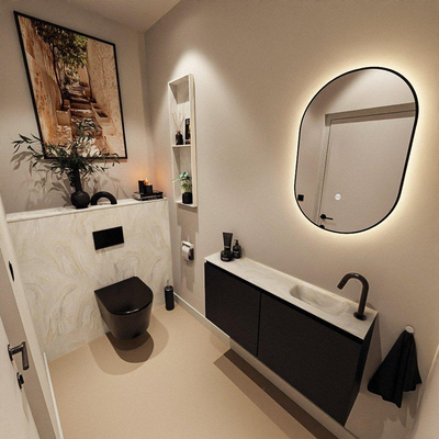 MONDIAZ TURE-DLUX 100cm toiletmeubel Urban. EDEN wastafel Ostra positie rechts. Met 1 kraangat.