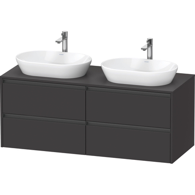 Duravit Ketho 2 wastafelonderbouwkast incl. consoleplaat met 4 laden voor dubbele waskommen 140x55x56.8cm met handgrepen antraciet grafiet supermat