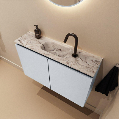 MONDIAZ TURE-DLUX 80cm toiletmeubel Clay. EDEN wastafel Glace positie midden. Met 1 kraangat.
