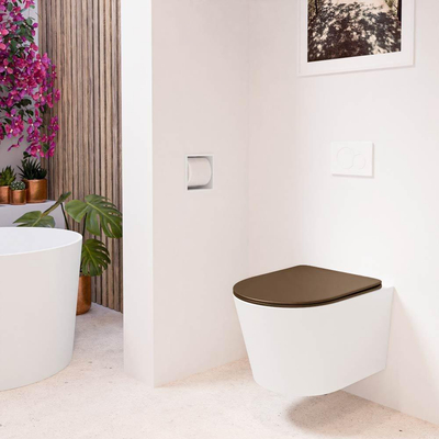 MONDIAZ LAVIE wandclosetpack - 36x53cm - diepspoel - rimless - Talc (offwhite) - softclose - quick-release - toiletzitting - Rust (rood)