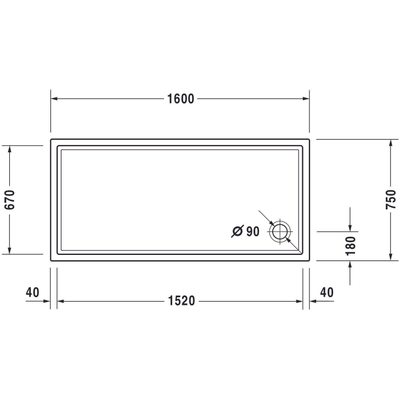 Duravit Starck Slimline douchebak acryl rechthoekig 160x75x6cm wit