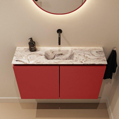 MONDIAZ TURE-DLUX 80cm toiletmeubel Fire. EDEN wastafel Glace positie midden. Zonder kraangat.