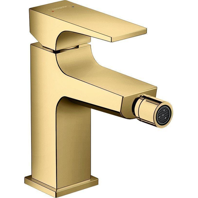 Hansgrohe Metropol 1-gats bidetkraan 100 met push open waste met voorsprong uitloop 12.9cm polished gold