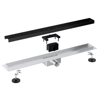 Adema Ralo douchegoot - 100cm - geperforeerd rooster - vloerflens - zwart mat