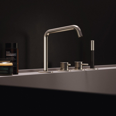 Hotbath Archie Badrandcombinatie éénhendel mengkraan met uitloop en 2-weg omstel IX RVS316