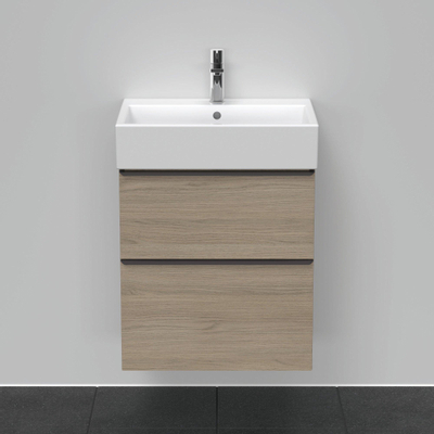 Duravit D-Neo wastafelonderkast 58.4x62.5x44.2cm 2 lades Eiken (terra) Mat