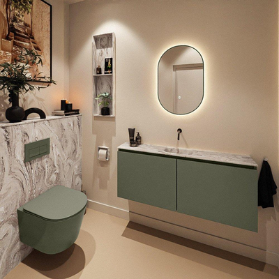 MONDIAZ TURE-DLUX 120cm toiletmeubel Army. EDEN wastafel Glace positie midden. Zonder kraangat.