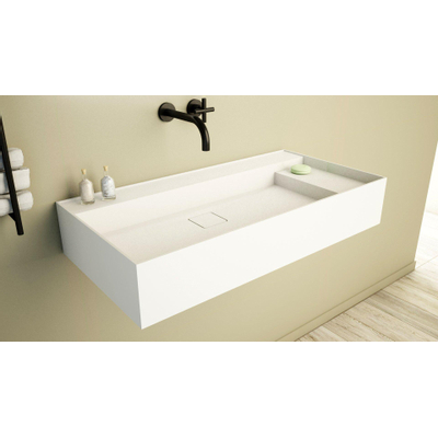 Ideavit SolidBliss Wastafel 90x45x16cm 0 kraangaten Solid surface mat wit