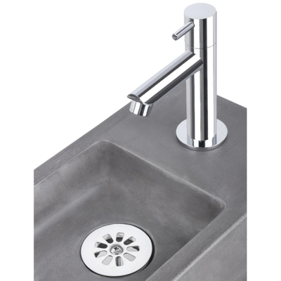 Differnz Ravo fonteinset - 38.5x18.5x25cm - Rechthoek - 1 kraangat - Recht chromen kraan - met zwart frame - beton donkergrijs