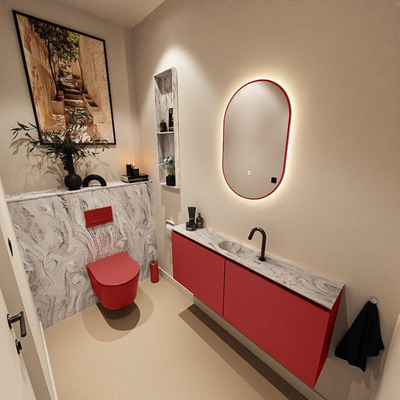 MONDIAZ TURE-DLUX 120cm toiletmeubel Fire. EDEN wastafel Glace positie midden. Met 1 kraangat.