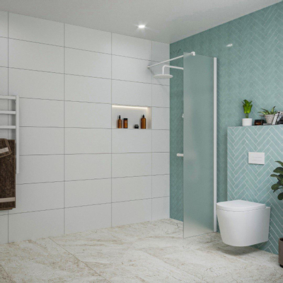 Fortifura Galeria inloopdouche - 50x200cm - mat glas - wandarm - mat wit