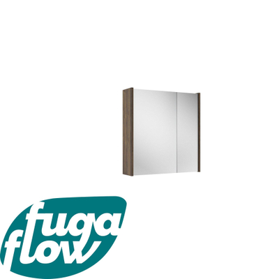 FugaFlow Eccelente Arredo spiegel badkamer spiegelkast - 60x63x16cm - inclusief zijpanelen - noten (hout) -