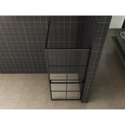Wiesbaden Maaz inloopdouche met raster en handdoekhouder 900 x 2000 x 10 mm helder glas/mat zwart