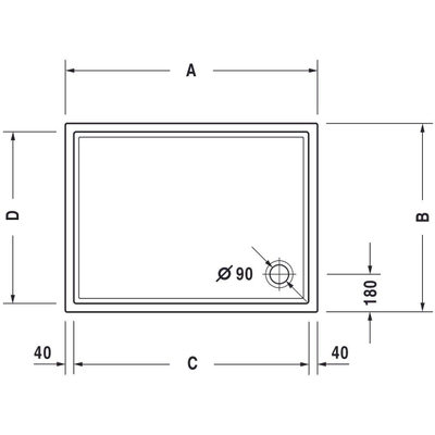 Duravit Starck Slimline douchebak acryl rechthoekig 120x80x5.5cm wit