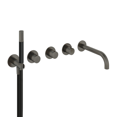 Hotbath Cobber afbouwdeel inbouw bad thermostaat met 2 stopkranen met uitloop verouderd ijzer