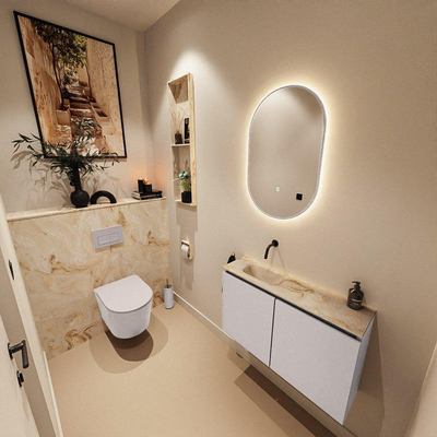 MONDIAZ TURE-DLUX 80cm toiletmeubel Cale. EDEN wastafel Frappe positie links. Zonder kraangat.
