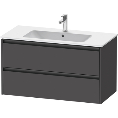 Duravit Ketho 2 wastafelonderbouwkast met 2 laden 101x48x55cm met grepen antraciet grafiet mat