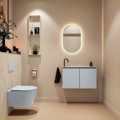 MONDIAZ TURE-DLUX 80cm toiletmeubel Clay. EDEN wastafel Ostra positie links. Met 1 kraangat.