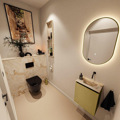MONDIAZ TURE-DLUX 40cm toiletmeubel Oro. EDEN wastafel Frappe positie rechts. Zonder kraangat.