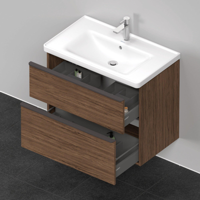 Duravit D-Neo wastafelonderkast 78.4x62.5x45.2cm 2 lades Noten (donker) Mat