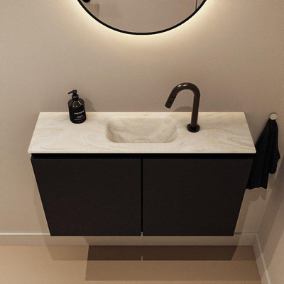MONDIAZ TURE-DLUX 80cm toiletmeubel Urban. EDEN wastafel Ostra positie midden. Met 1 kraangat.