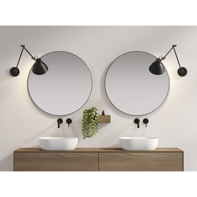 Looox Black line Mirror spiegel - rond 80cm - black line round zwart