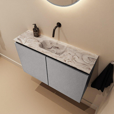 MONDIAZ TURE-DLUX 80cm toiletmeubel Plata. EDEN wastafel Glace positie midden. Zonder kraangat.