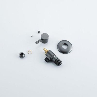 Fortifura Calvi Hoekstopkraan - haaks - 1/2" wandaansluiting - 3/8" / 10mm knel aansluiting slang - geborsteld Geborsteld Gunmetal PVD