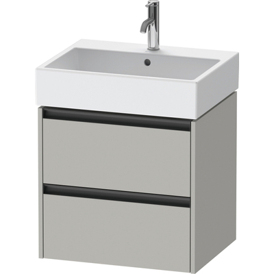Duravit Ketho 2 wastafelonderbouwkast - 2 laden - 58.4x46x54.9cm - grepen antraciet - betongrijs mat