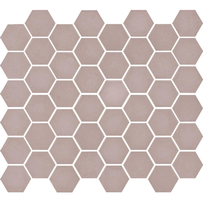 The Mosaic Factory Valencia mozaïektegel 4.3x4.9x0.5cm hexagon roze mat voor wand en vloer en voor binnen en buiten vorstbestendig