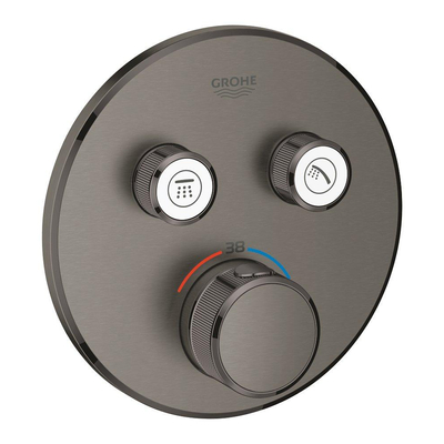 Grohe SmartControl Inbouwthermostaat - 3 knoppen - rond - geborsteld hard graphite