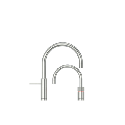 Quooker Nordic Square Twintaps kokendwaterkraan - draaibare uitloop - Combi+ incl. Cube reservoir - Warm / kokend water - RVS