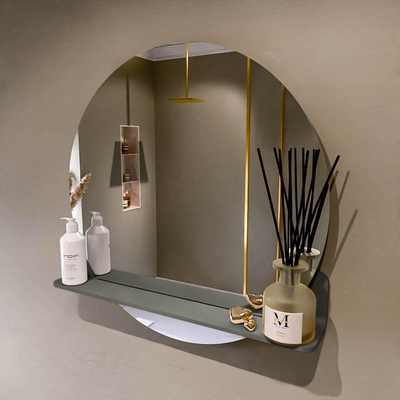 Mondiaz SPOT Badkamerspiegel - rond 70cm - spiegelplanchet - kleur Smoke