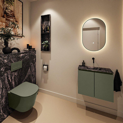 MONDIAZ TURE-DLUX 60cm toiletmeubel Army. EDEN wastafel Lava positie midden. Zonder kraangat.