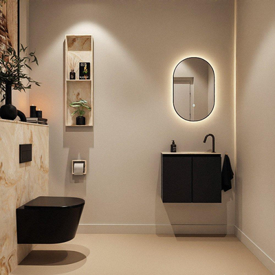 MONDIAZ TURE-DLUX 60cm toiletmeubel Urban. EDEN wastafel Frappe positie rechts. Met 1 kraangat.