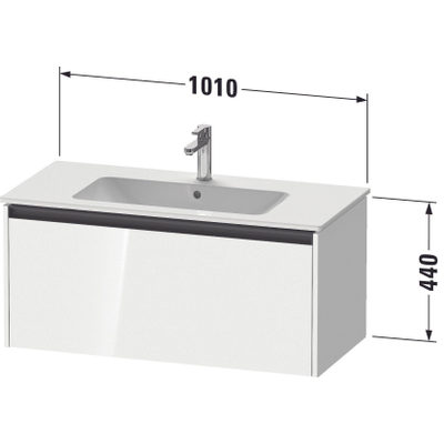 Duravit Ketho 2 wastafelonderbouwkast met 1 lade 101x48x44cm met greep antraciet eiken zwart mat