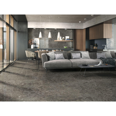 Baldocer Ceramica Nover wand- en vloertegel - 60x120cm - 9.5mm - Rechthoek - gerectificeerd - Terrazzo - Zwart Mat