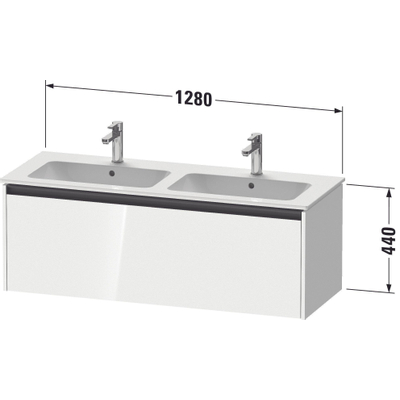 Duravit Ketho 2 wastafelonderbouwkast met 1 lade voor dubbele wastafel 128x48x44cm met greep antraciet basalt mat