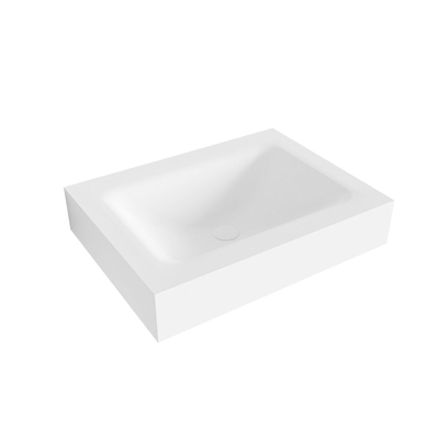 Mondiaz CLOUD Talc Vrijhangende wastafel - 60cm - wasbak midden - rand 12cm - Solid surface Talc