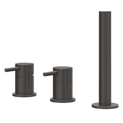 IVY Concord Badrandcombinatie - 3-weg - mengkraan - uittrekbare handdouche - zonder uitloop - RVS316 - geborsteld carbon black PVD