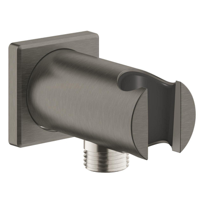 GROHE Rainshower Wandaansluitbocht - 1/2" - met houder - vierkante rozet - hard graphite geborsteld
