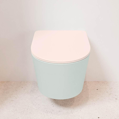 MONDIAZ LAVIE wandclosetpack - 36x53cm - diepspoel - rimless - Greey (grijs) - softclose - quick-release - toiletzitting - Rosee (roze)