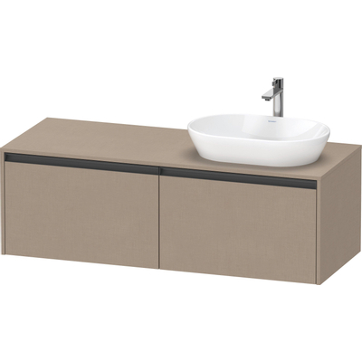 Duravit Ketho 2 wastafelonderbouwkast incl. consoleplaat met 2 laden voor waskom rechts 140x55x45.9cm met handgrepen antraciet Linnen mat