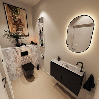 MONDIAZ TURE-DLUX 80cm toiletmeubel Urban. EDEN wastafel Glace positie rechts. Met 1 kraangat.