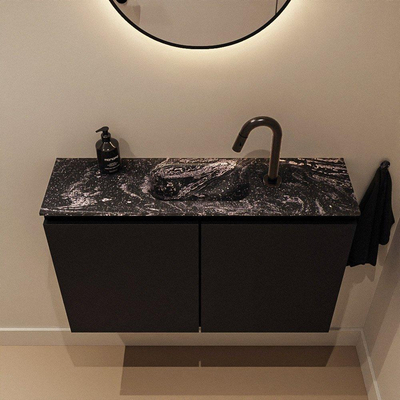 MONDIAZ TURE-DLUX 80cm toiletmeubel Urban. EDEN wastafel Lava positie midden. Met 1 kraangat.