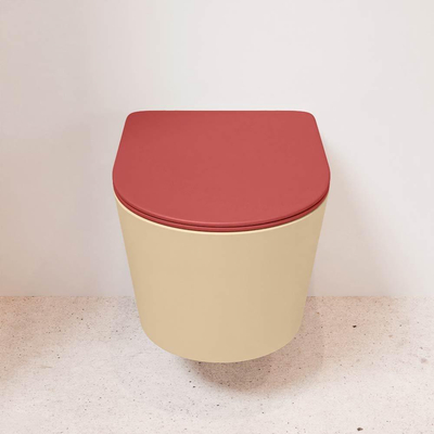 MONDIAZ LAVIE wandclosetpack - 36x53cm - diepspoel - rimless - Sand (beige) - softclose - quick-release - toiletzitting - Fire (rood)