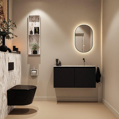 MONDIAZ TURE-DLUX 100cm toiletmeubel Urban. EDEN wastafel Glace positie rechts. Zonder kraangat.