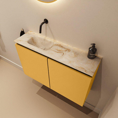 MONDIAZ TURE-DLUX 80cm toiletmeubel Ocher. EDEN wastafel Frappe positie links. Zonder kraangat.