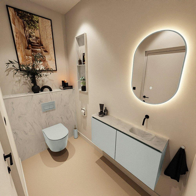 MONDIAZ TURE-DLUX 100cm toiletmeubel Greey. EDEN wastafel Opalo positie rechts. Zonder kraangat.