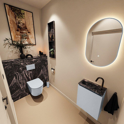 MONDIAZ TURE-DLUX 40cm toiletmeubel Clay. EDEN wastafel Lava positie links. Met 1 kraangat.